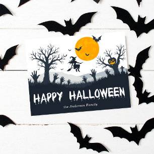 Spooky Season Happy Halloween Hexenmeister Pumpkin Postkarte