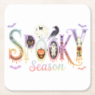 Spooky Season Iridescent Halloween Rechteckiger Pappuntersetzer