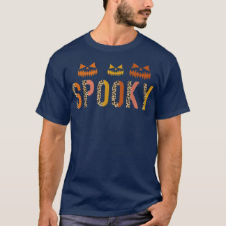Spooky Season Leopard Halloween Women Cheetah Prin T-Shirt