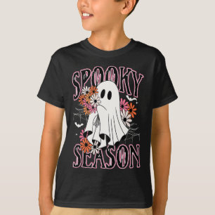 Spooky Season Niedlich Ghost Halloween Kostüm Flor T-Shirt