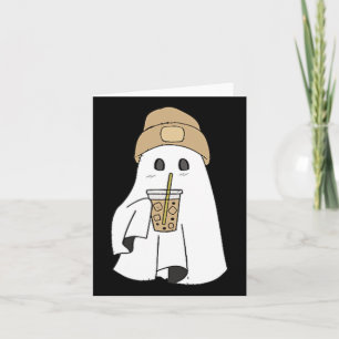 Spooky Season Niedlich Retro Ghost Ice Kaffee Hall Karte