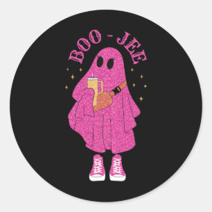 Spooky Season Pink Ghost Halloween Kostüm Boujee Runder Aufkleber