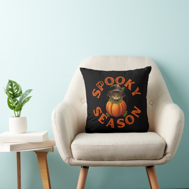 Spooky Season Pumpkin Cat Kissen (Stuhl )