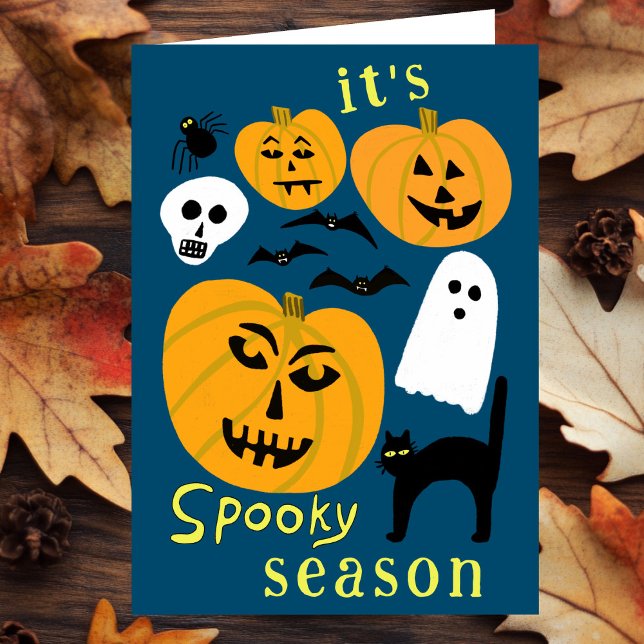 Spooky Season Pumpkins Ghost Bat HAPPY HALLOWEEN Karte (Spooky Season Pumpkins Ghost Bat HAPPY HALLOWEEN Card
)