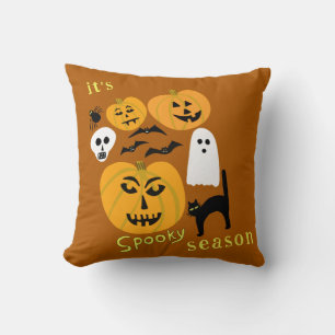 Spooky Season Pumpkins Ghost Bat HAPPY HALLOWEEN Kissen