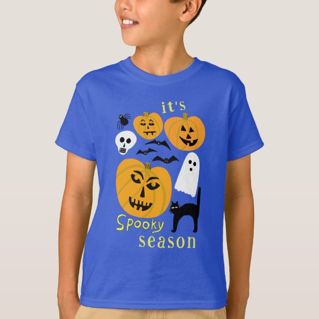 Spooky Season Pumpkins Ghost Bat HAPPY HALLOWEEN T-Shirt (Vorderseite)