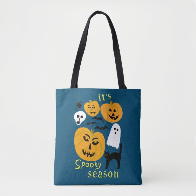 Spooky Season Pumpkins Ghost Bat HAPPY HALLOWEEN Tasche (Vorderseite)