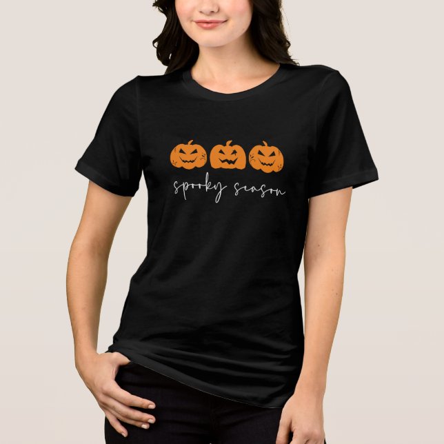 Spooky Season Pumpkins Halloween Tri-Blend Shirt (Vorderseite)