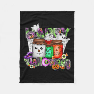 Spooky Season Retro Happy Halloween Ghost Frauen a Fleecedecke