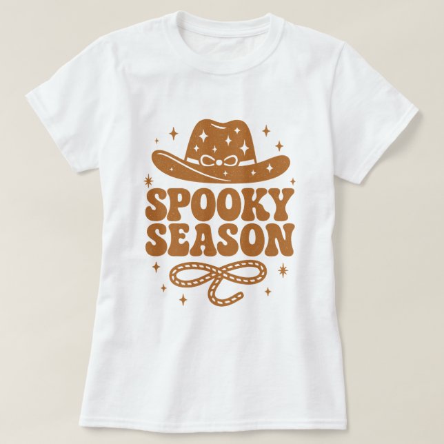 Spooky Season Retro Western Cowboy Hat Halloween T-Shirt (Design vorne)