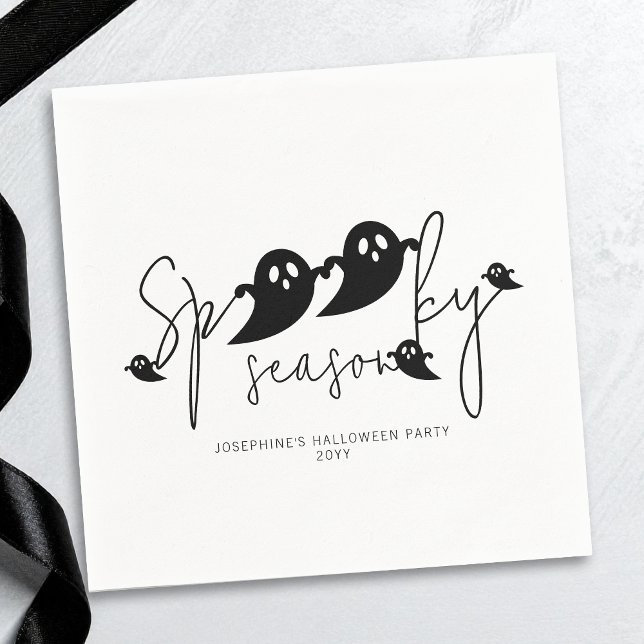 Spooky Season Simple Black Ghosts Modernes Hallowe Serviette (Von Creator hochgeladen)