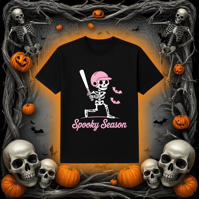 Spooky Season | Skelett Hitter Pink Bats T-Shirt (Von Creator hochgeladen)