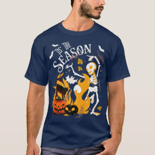 Spooky Season tanzen Skelett Black Cat Halloween T-Shirt