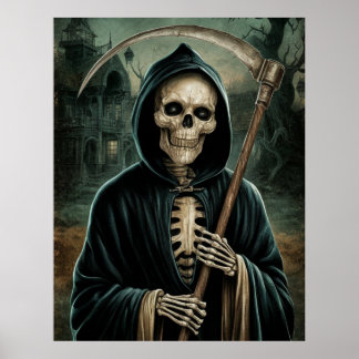 Spooky Sensenmann des Todes mit Scythe Poster