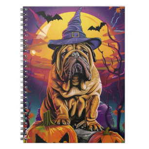 Spooky Shar Pei Hund Halloween Hexe und Pumpkin Notizblock