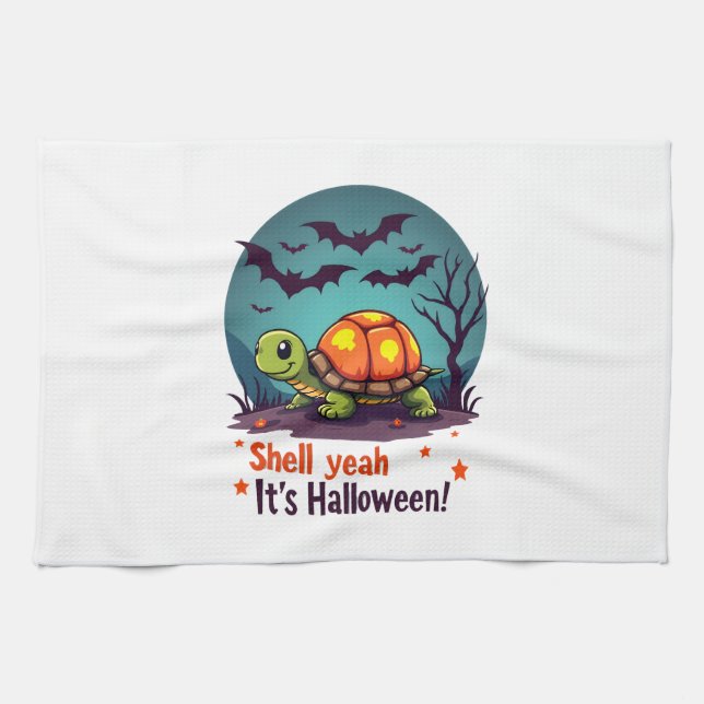 Spooky Shell Surprise Turtle Geschirrtuch (Horizontal)