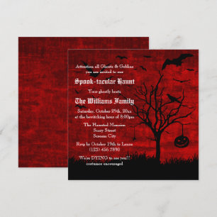 Spooky Silhouetten Grungy Red Halloween Einladung