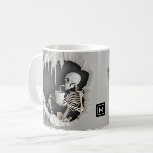 Spooky Skeleton 3D Abstrakt Illustration Halloween Kaffeetasse