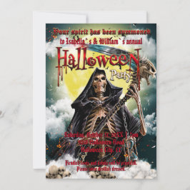 Spooky Skeleton & Beängstigend Skull Halloween Einladung