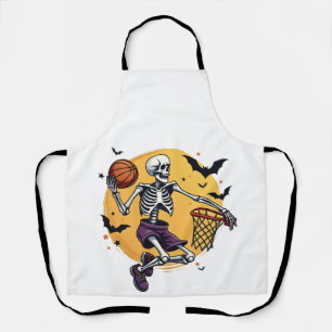 Spooky Skeleton Dunking Basketball Friedhof Hallo Schürze