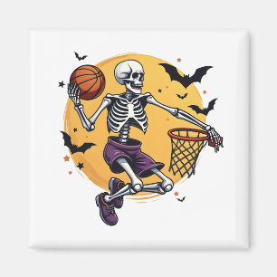 Spooky Skeleton Dunking Basketball Friedhof Magnet