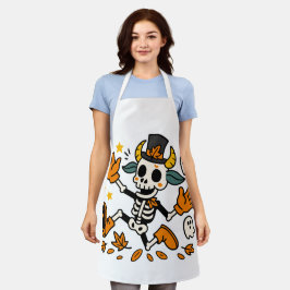 Spooky Skeleton Goat All-Over Print Apron, Medium Schürze