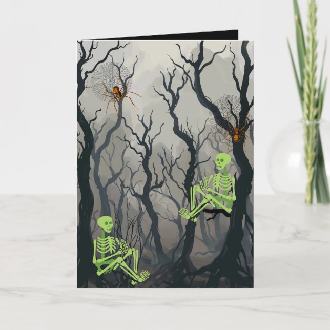 Spooky Skeleton Halloween Card Dankeskarte (Vorderseite)