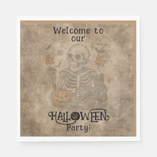 Spooky Skeleton Halloween-Party Serviette (Vorderseite)