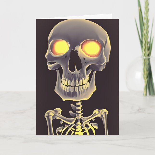 Spooky Skeleton Halloween Puff Karte (Vorderseite)