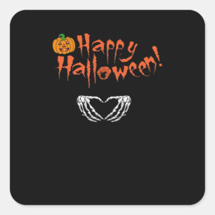 Spooky Skeleton Hände. Happy Halloween. Quadratischer Aufkleber