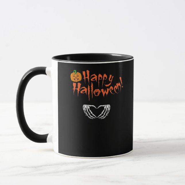 Spooky Skeleton Hände. Happy Halloween. Tasse (Links)