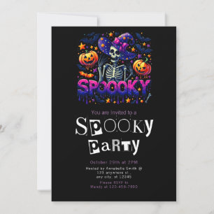 Spooky Skeleton Modernes Minimalistisches Hallowee Einladung