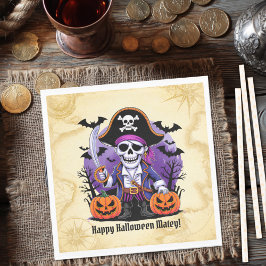 Spooky Skeleton Pirate Halloween Serviette