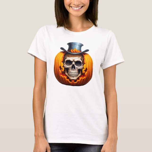 Spooky Skeleton Pumpkin Top Hat Bones Halloween (Vorderseite)