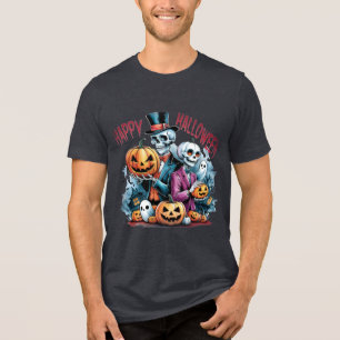 Spooky Skeleton Spaß und festliches glückliches Ha Tri-Blend Shirt