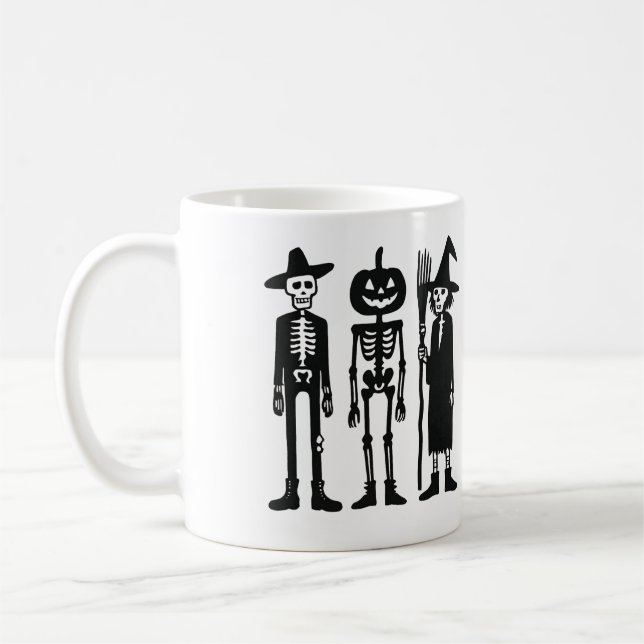 Spooky Skeleton Trio Halloween Mug (Gauche)