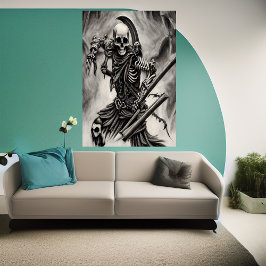 Spooky-Skelettkämpfer | AI Art Poster