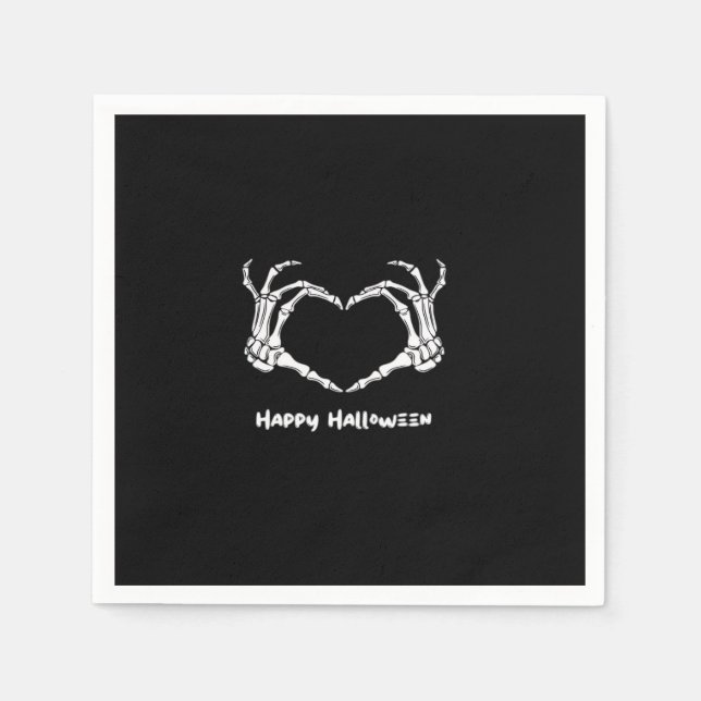 Spooky Skeletton Handherz mit "Happy Halloween" Serviette (Vorderseite)