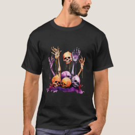 Spooky Skull and Skeleton Männer Halloween T - Shi T-Shirt