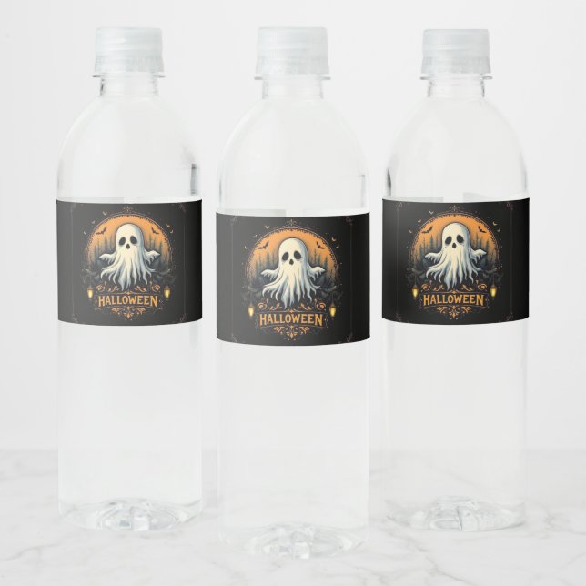 Spooky Skull Halloween Goth Water Flasche Labels (Flaschen)