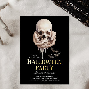 Spooky Skull in Hands-Halloween-Party Folieneinladung