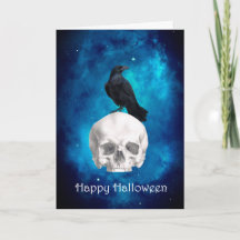 Spooky Skull Raven Happy Halloween