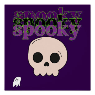 Spooky Skull und Ghost glücklich Halloween Poster