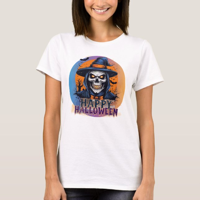 Spooky Skull Witch Halloween Art-88888 T-Shirt (Vorderseite)