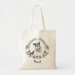 Spooky Skull Wreath Raven Trick oder Trete Tragetasche