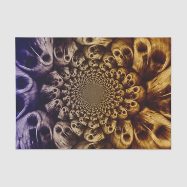 Spooky Skulls Lila Schwarzer Abstrakter Pop Kunst Seidenpapier (Vorderseite)