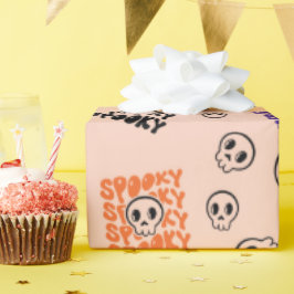 Spooky Skulls Nahtloses Halloween Wrapping Paper Geschenkpapier