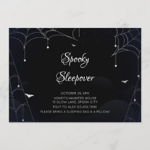Spooky Sleepover Kobelgewebe Schwarzes Halloween Einladung