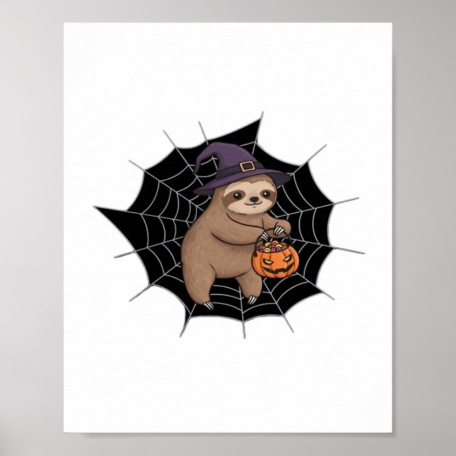 Spooky Sloth Halloween Spaß - Niedlicher Trick ode Poster (Vorne)