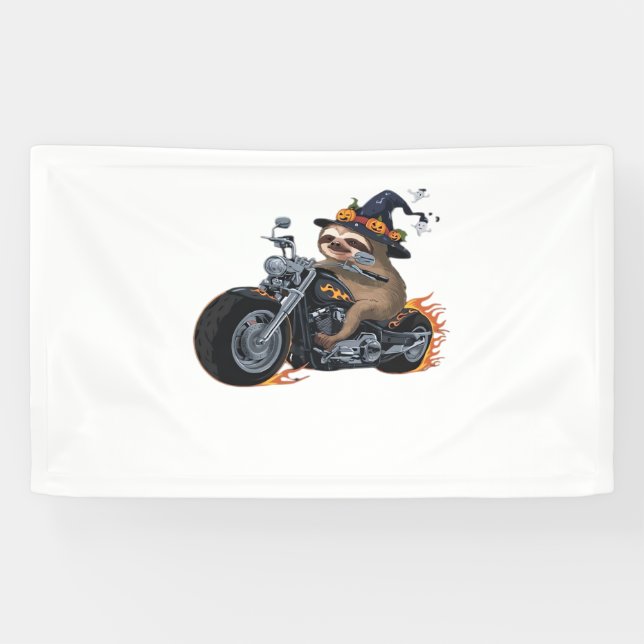 Spooky Sloth Motorrad-Ride Halloween Biker Fun C Banner (Horizontal)